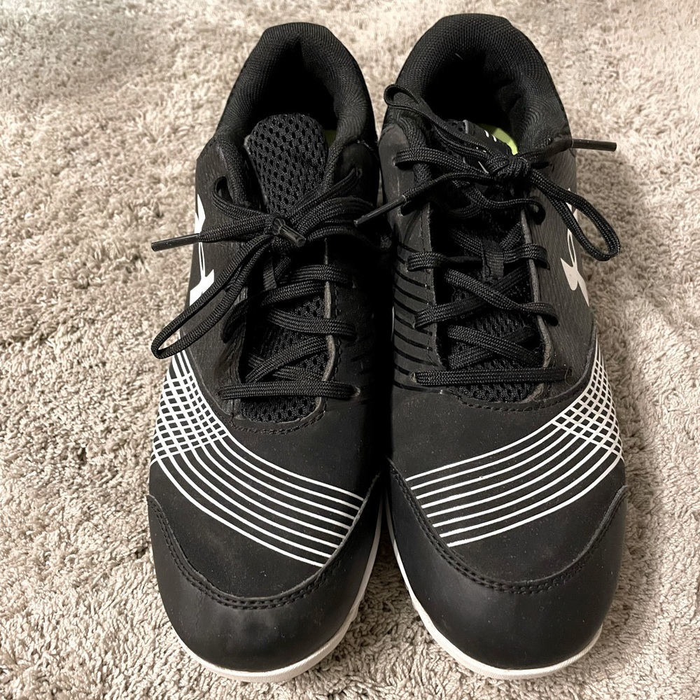 Women’s Glyde RM Softball Shoes, under Armour, black and white, 8